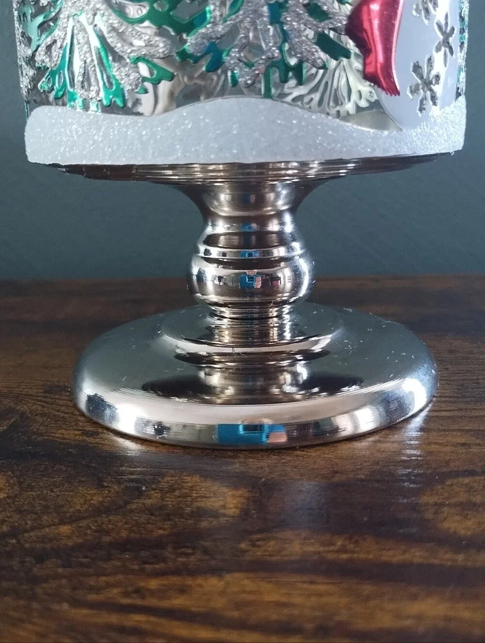 Bath & Body Works Winter Scene Pedestal Candle Holder Snowmen Christmas Glitter - Picture 5 of 7